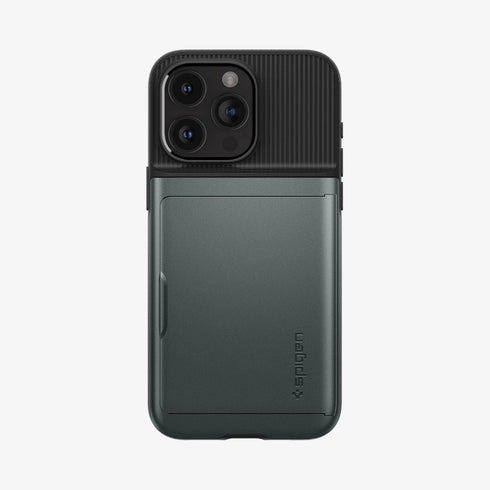 ACS06589 - iPhone 15 Pro Max Case Slim Armor CS in black showing the back with card in slot